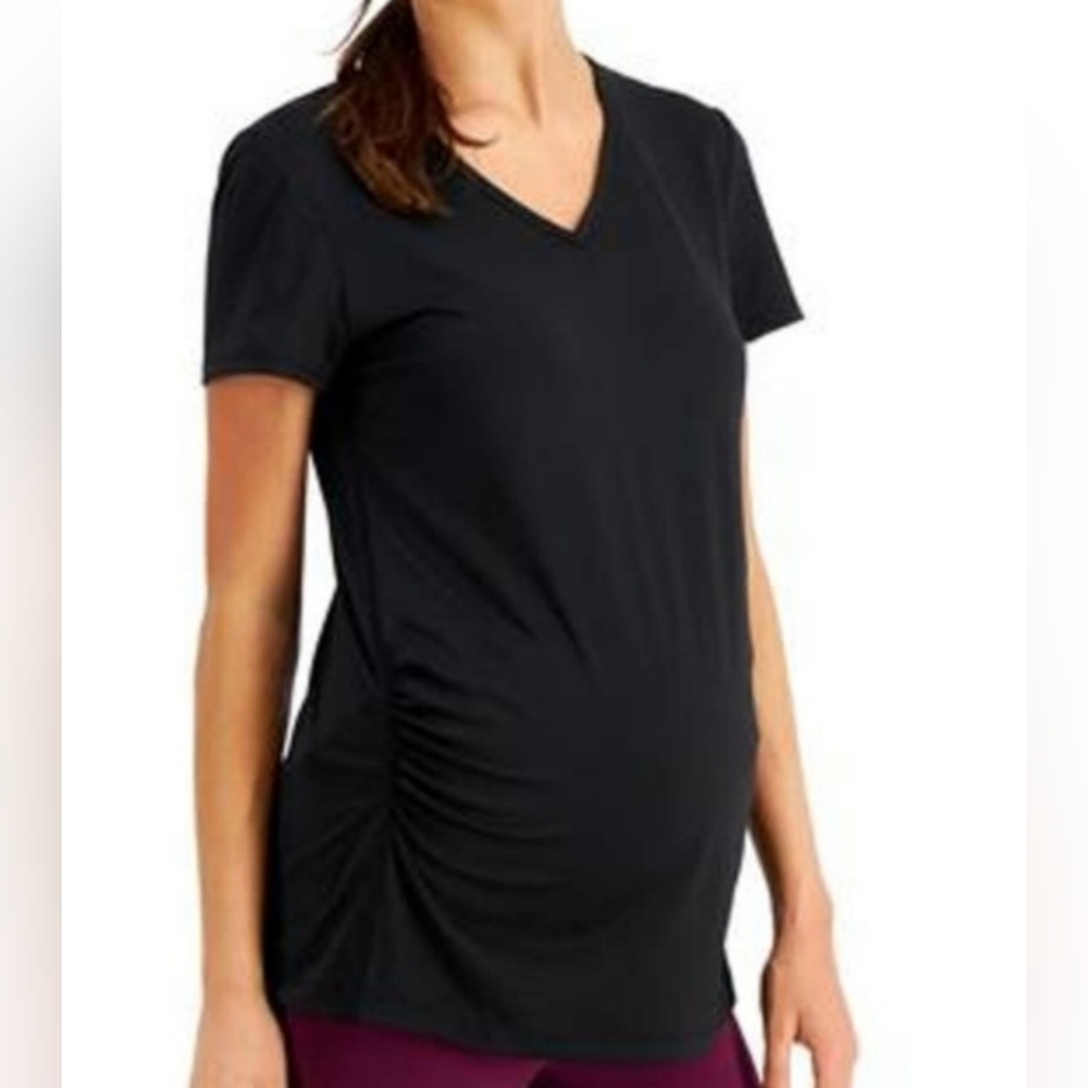 ID Ideology Women Vneck Maternity T-Shirt Black Size Small